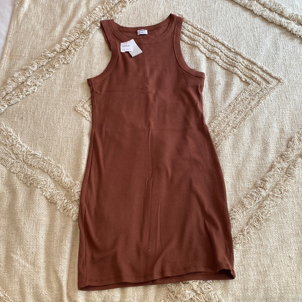 Cotton On Ribbed Brown Mini Dress Size L